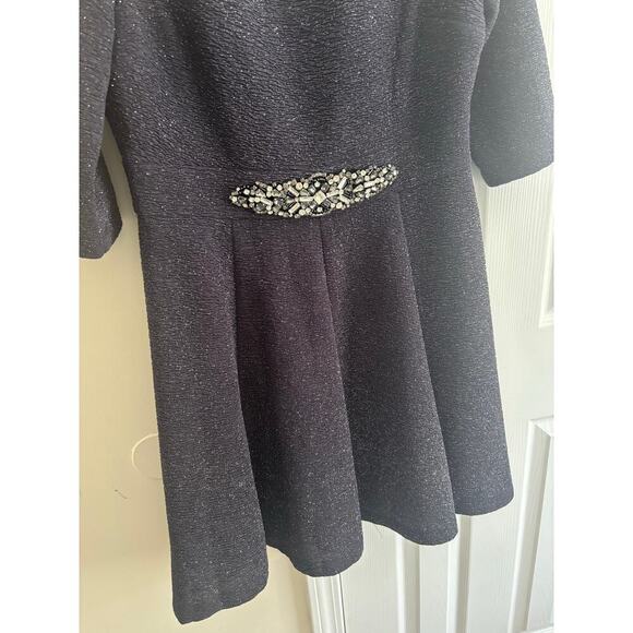 Eliza J embellished sparkle knit fit & flare dress steel grey sz 14 - Picture 7 of 12